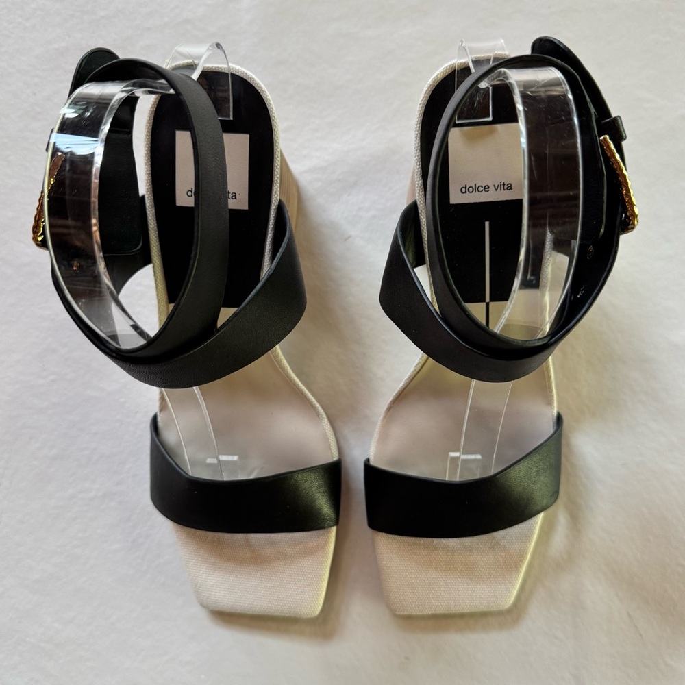 NWOB DOLCE VITA Paytin 3” Heel Black Leather Women’s Sandals (7.5) - Picture 4 of 17